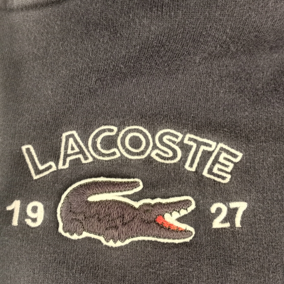 Lacoste Navy Zip-Up Hoodie with White Trim Size Large - Picture 4 of 16